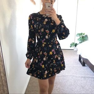 Long Sleeve Floral Mini Dress 